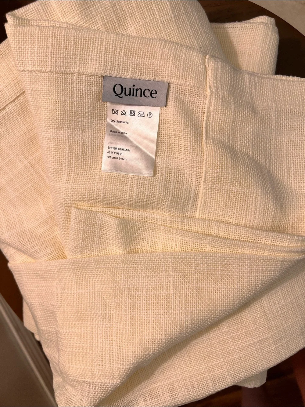 Quince Cotton Sheer Curtain Set (Set of 2) in Ivory